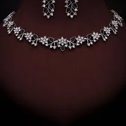 Anouk Silver-Plated Artificial Stones-Studded Necklace With Earrings image 4