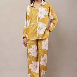 CNQFS FASHION Floral Printed Shirt Collar Shirt With Trousers-picture-32