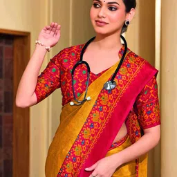 KCPC BANDHANI Solid Saree with Blouse Piece image 2
