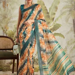 RACHNA Printed Chanderi Saree with Blouse Piece-picture-25