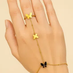 The Jewellery Tale Stainless Steel Gold-Plated Ring Bracelet-picture-26