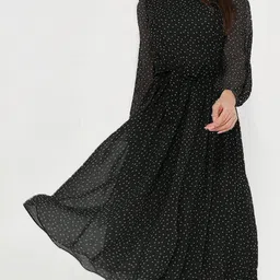 StyleCast x Revolte Women Polka Dot Printed Tie-Ups Fit & Flare Midi Dress-picture-17