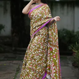 Moda Rapido Kalamkari Silk Cotton Block Print Saree image 3