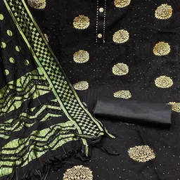 Maroosh Ethnic Motifs Embellished Gotta Patti Cotton Jacquard Unstitched Dress Material image 2