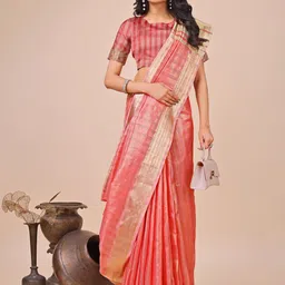 LeeliPeeri Designer Woven Design Zari Organza Saree image 5