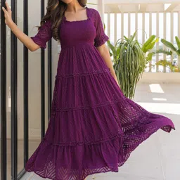 Polago Clothing Self Design Tierd Georgette Maxi Dress-picture-25