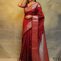 KALINI Woven Design Zari Silk Cotton Banarasi Saree-image-47