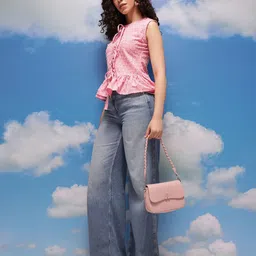 CORSICA Self Design Tie-Up Peplum Top image 3