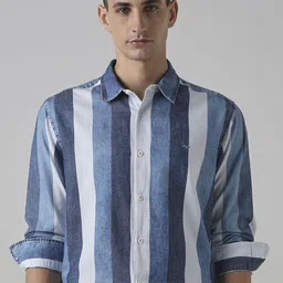 Mufti Men Slim Fit Striped Casual Shirt-image-15