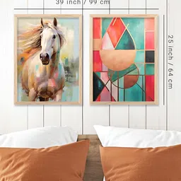 Kotart Brown & Green 2 Pieces Wooden Abstract Wall Arts image 2