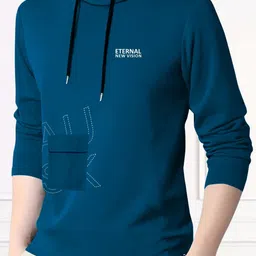 AUSK Men Typography Printed Hood Cotton T-shirt-image-47