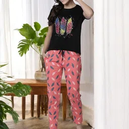 Kryptic Pack Of 2 Printed Cotton Mid-Rise Relaxed Fit Lounge Pants image 2