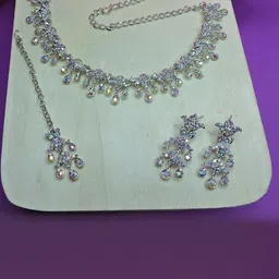 Anouk Rhodium-Plated Stone Studded Jewellery Set-picture-36