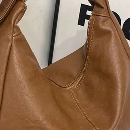 KPOP PU Structured Brown Shoulder Bag image 2