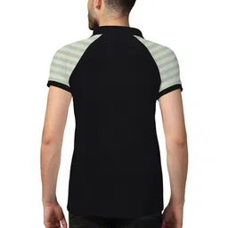 BEYOU FASHION Men Striped Polo Collar Cotton T-shirt image 2