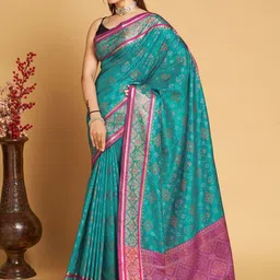 Moda Rapido Woven Design Zari Work Banarasi Saree With Blouse image 2