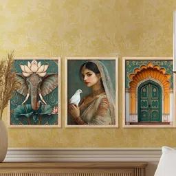 walllane Traditional Wall Art With Frame Home Decor Wall Painting For Living Room Office Bedroom image 2