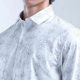 Flying Machine Floral Printed Spread Collar Twill Slim Fit Shirt image 4
