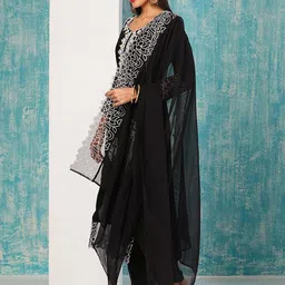 Moda Rapido Women Ethnic Motifs Embroidered Regular Thread Work Kurta with Trousers & With Dupatta image 5