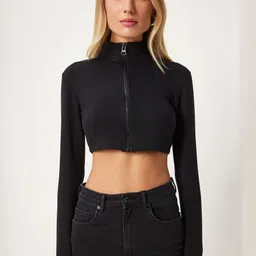 Happiness istanbul Stand Collar Crop Sporty Jacket image 2