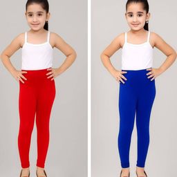 TIK TOK WEARS Girls Pack Of 2 Regular Fit Plain Cotton Churidar Length Legging-picture-45
