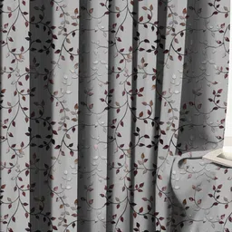 Myntra Elegant Homes Grey Set of 2 Floral Black Out Door Curtain-picture-11