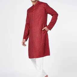 indus route by Pantaloons Men Thread Work Dobby Pathani Kurta image 4