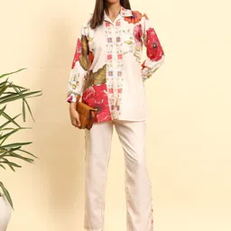 SEPHANI Printed Shirt Collar Neck Shirt With Trousers Co-Ords-picture-20