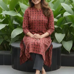 Agarwal Saree Women Printed Regular Pure Cotton Kurta with Trousers image 2