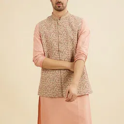 Manyavar Embroidered Woven Nehru Jacket image 4