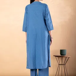 Readiprint Women Floral Embroidered Regular Thread Work Pure Cotton Kurta with Palazzos image 3