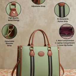 LIKE STYLE Striped PU Structured Handheld Bag image 2