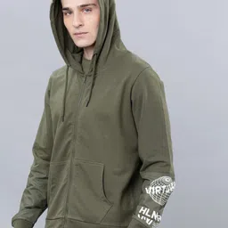 HIGHLANDER Men Graphic Printed Hood Cotton Front-Open Sweatshirt image 3