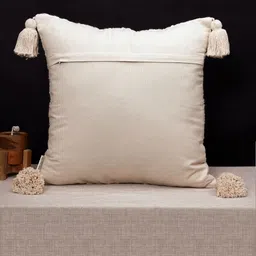 ANWYN Black & Beige 5 Pcs Geometric Printed Jacquard Square Tasselled Cushion Covers image 3