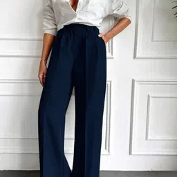 BROADSTAR Women Smart High-Rise Easy Wash Pleated Trousers-image-82