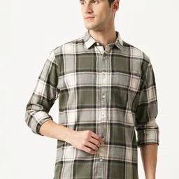 British Club Smart Slim Fit Checked Spread Collar Cotton Shirt-picture-29