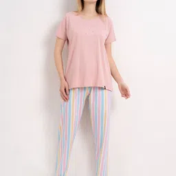 L&M Leisure and Moods Abstract Printed Cotton T-shirt And Pyjamas-image-46