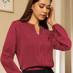 CILIMILI Polka Dot Print Georgette Top image 3