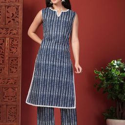 anouk rustic Women Chevron Striped Kurta with Palazzos-picture-4