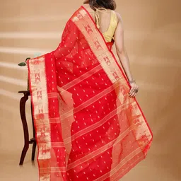 PuJoy Woven Design Zari Pure Cotton Taant Saree image 4