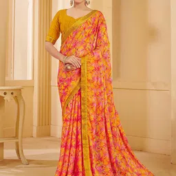 Anouk Rustic Floral Zari Poly Chiffon Sungudi Saree-picture-39