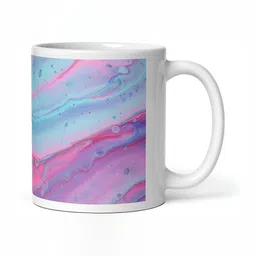 Mr UVD White & Blue Abstract Printed Ceramic Glossy Mugs 350 ML image 2