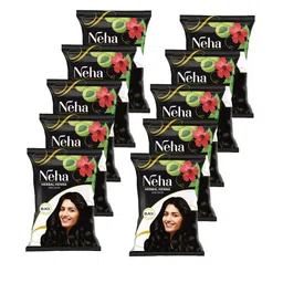 Neha Herbal Set Of 10 Heena Hair Color - 10 g Each - Black image 2