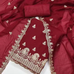 Rangtulika Ethnics Embroidered Unstitched Dress Material-image-98