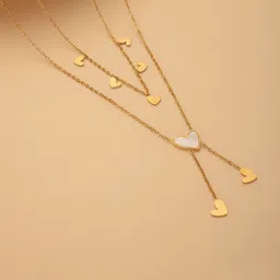 Maasha Stainless Steel Layered Heart Charm Minimal Necklace-picture-26
