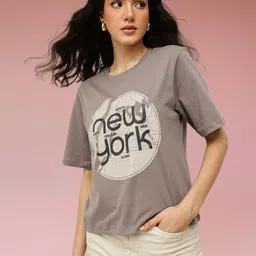 Espresso Typography Printed Pure Cotton Relaxed Fit T-shirt image 1