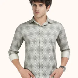 ROUGHELLS Slim Fit Abstract Printed Spread Collar Cotton Casual Shirt-picture-14