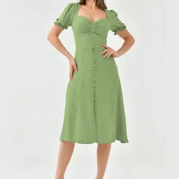 Sugathari Puff Sleeve A-Line Midi Dress image 3