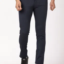 Indian Terrain Men Self Design Brooklyn Slim Fit Mid-Rise Trousers-picture-36