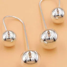 Estailo fashion Silver-Plated Artificial Beaded Spherical Shaped Drop Earrings-image-48